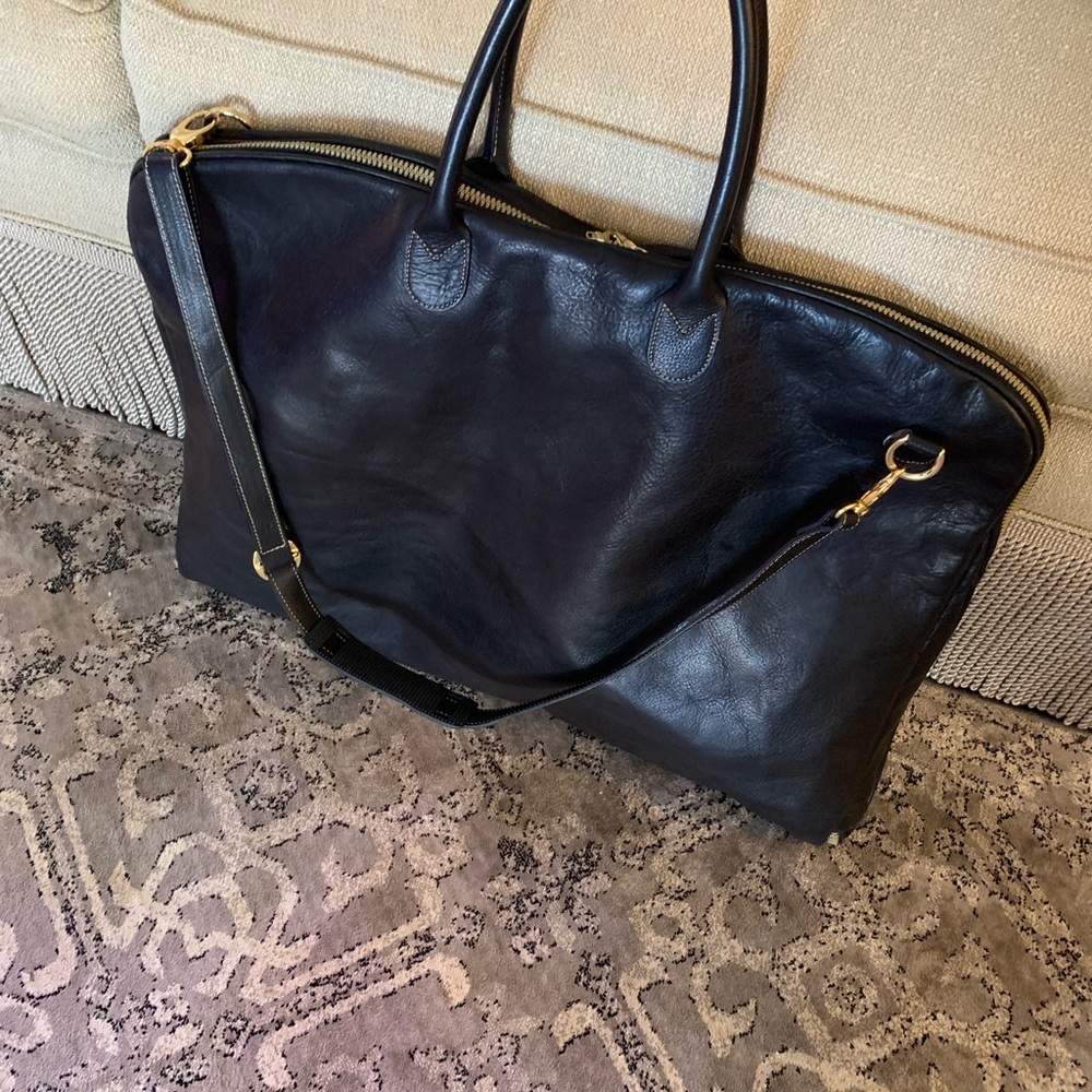 Tangaroa leather garment bag with pony hair